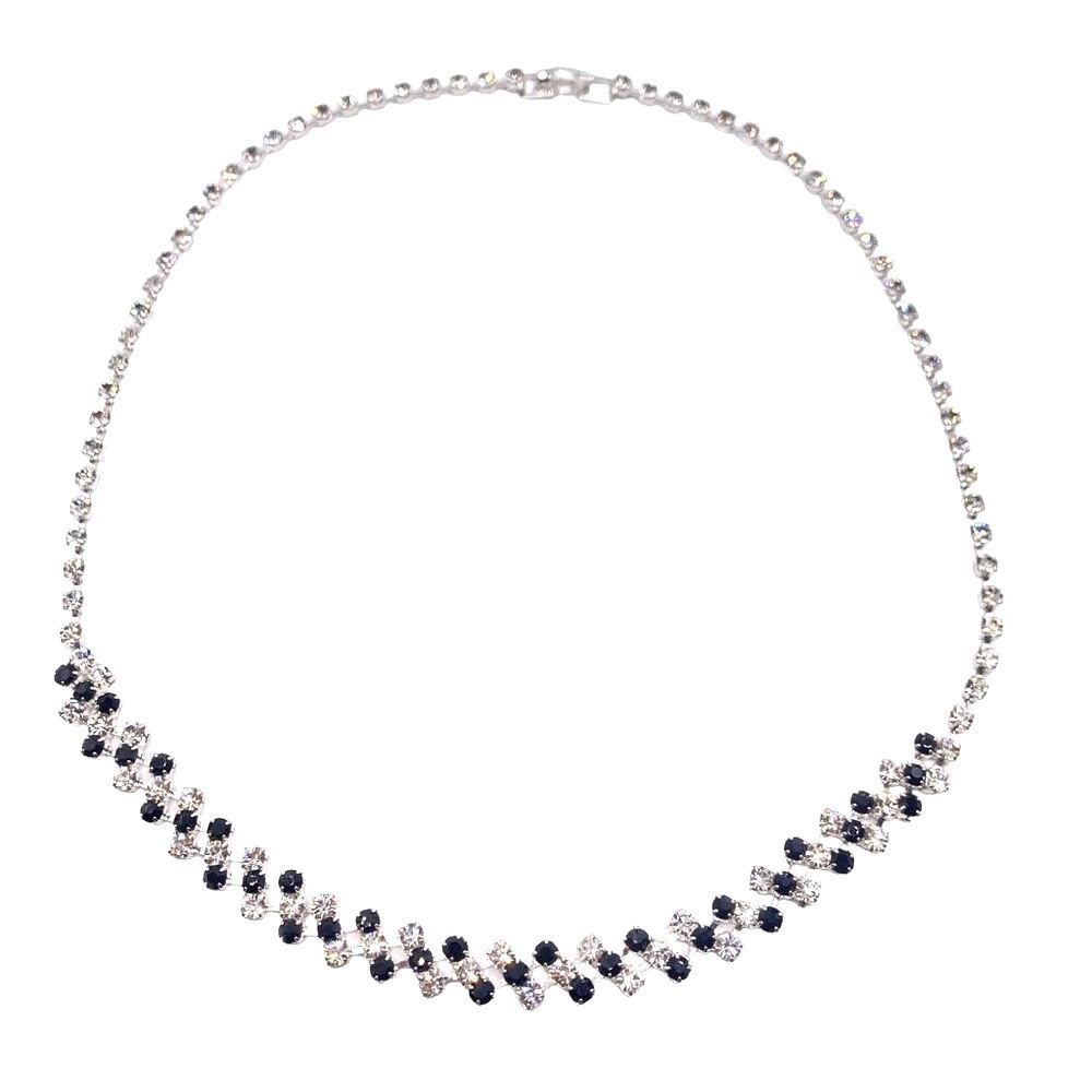 Dainty Silver and Black Rhinestone Collar Necklace